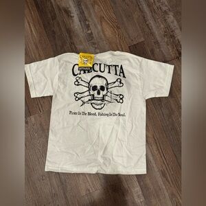 New Authentic Calcutta Short Sleeve White Original Logo with P.I.T.B. Men Small